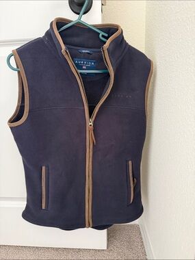 Aubrion Women's Navy Fleece Vest with Brown Trim